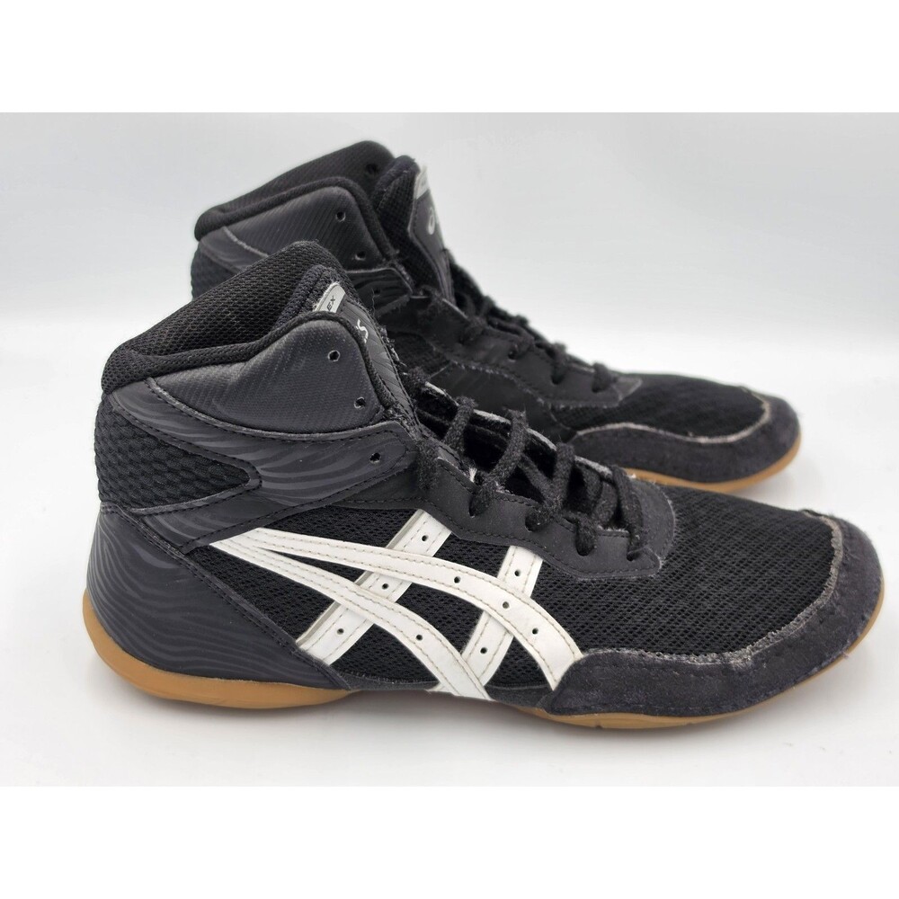 Asics Matflex 7 Wrestling Shoes Youth Size 6 Black White Gum 1084A011 VGC